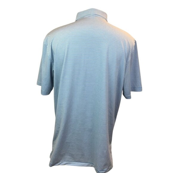 Peter Millar Summer Comfort Blue & White Striped Polo Shirt Mens L - Picture 3 of 8